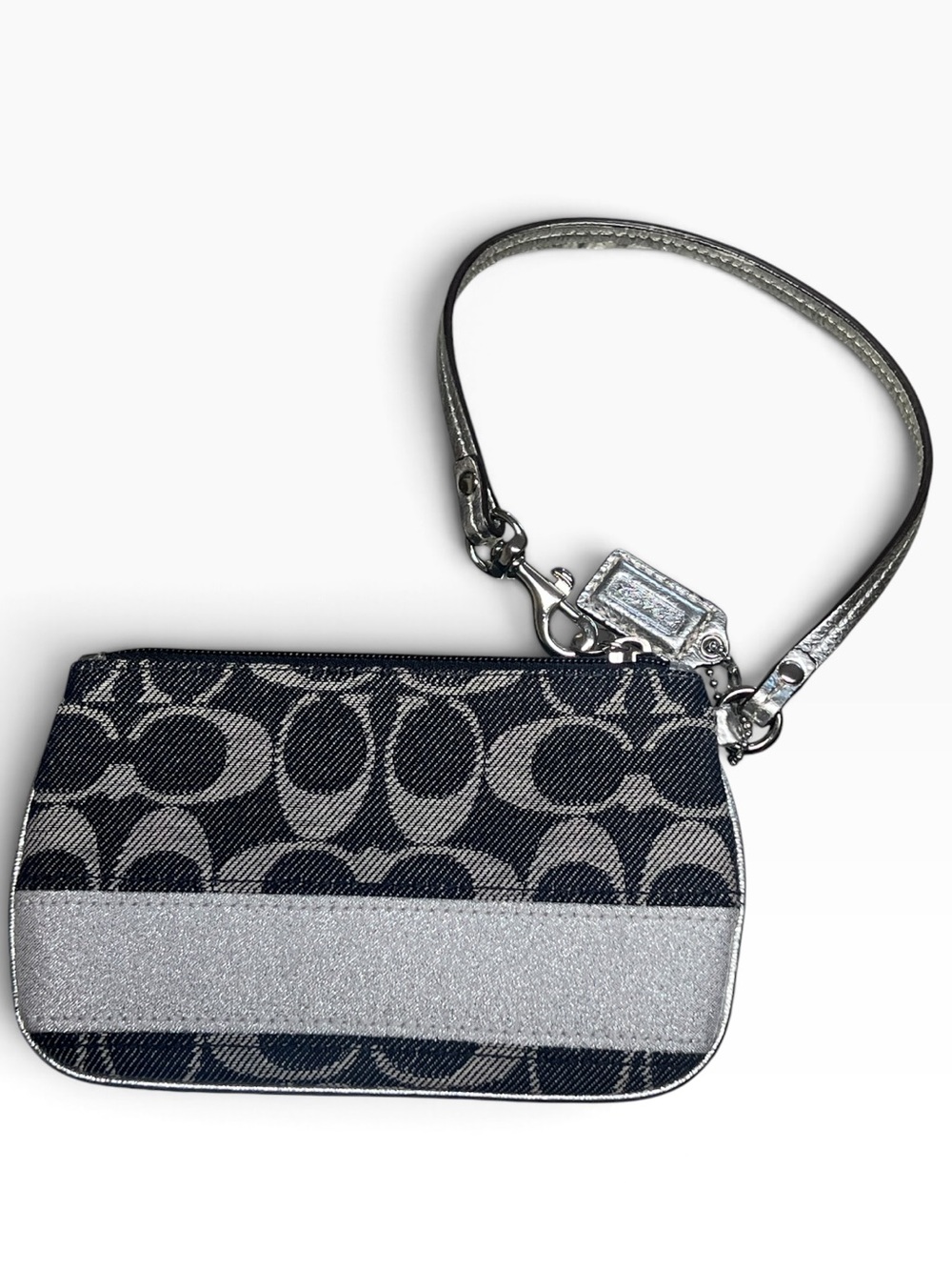 Coach Y2K vintage denim and silver signature wristlet